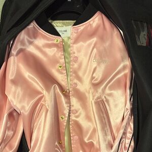 Celine Blush Satin Bomber Jacket